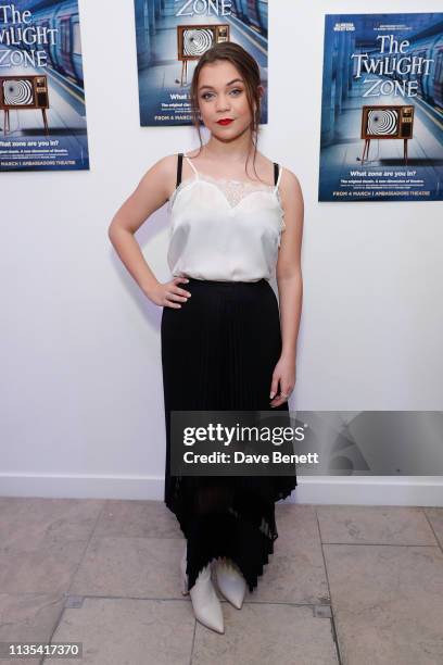 Adrianna Bertola attends the press night after party for "The Twilight Zone" at The h Club on March 12, 2019 in London, England.