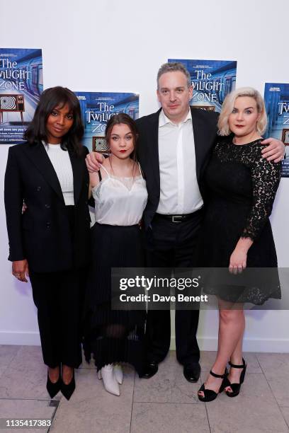 Alisha Bailey, Adrianna Bertola, Ron Fogleman and Natasha J. Barnes attend the press night after party for "The Twilight Zone" at The h Club on March...