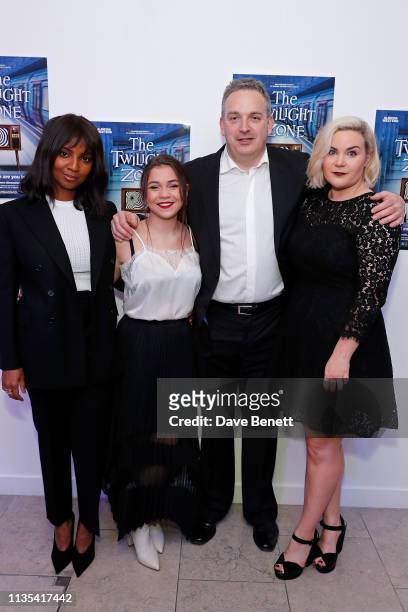 Alisha Bailey, Adrianna Bertola, Ron Fogleman and Natasha J. Barnes attend the press night after party for "The Twilight Zone" at The h Club on March...