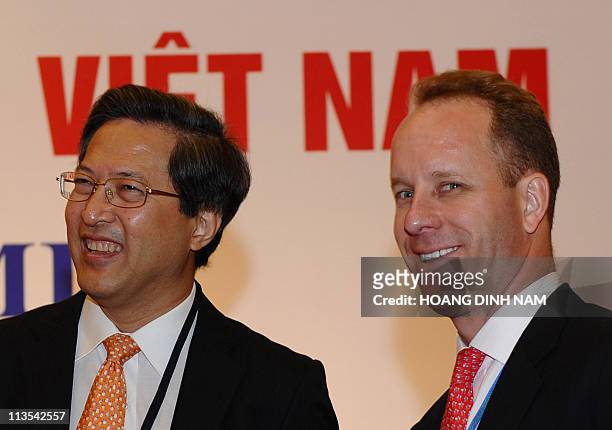 Jose Isidro Camacho , vice chairman for Asia Pacific, Credit Suisse AG and Brett Krause, managing director of Citi Vietnam attend the Vietnam...