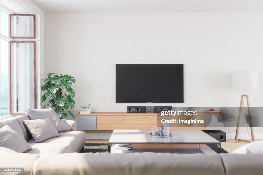 Modern Bright And Airy Living Room High-Res Stock Photo - Getty Images