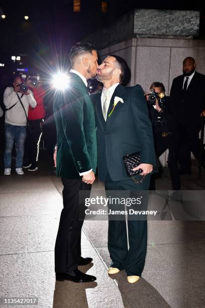 Char Defrancesco and Marc Jacobs arrive to The Grill and The Pool on April 6, 2019 in New York City.