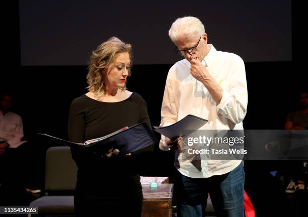 Lorien Haynes and Ted Danson perform onstage at the Rise Fundraiser: 'Everything I Ever Wanted To Tell My Daughter About Men' Play Reading at Wallis...