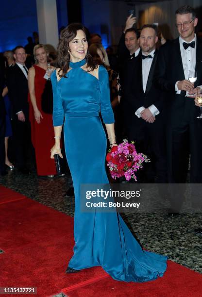 Mary, Crown Princess of Denmark arrives for a Gala Dinner at the Museum of Fine Arts on March 12, 2019 in Houston, Texas.