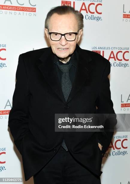 Larry King attends the Los Angeles Community College 2019 Gala at Regent Beverly Wilshire Hotel on March 12, 2019 in Beverly Hills, California.