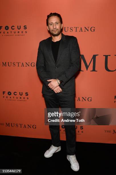 Matthias Schoenaerts attends premiere of Focus Features' "The Mustang" at ArcLight Hollywood on March 12, 2019 in Hollywood, California.