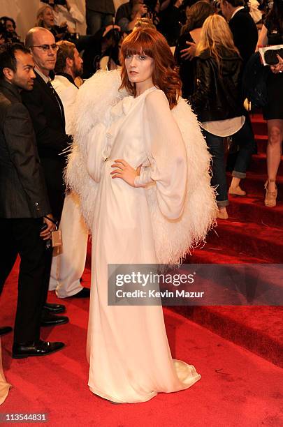 Florence Welch attends the "Alexander McQueen: Savage Beauty" Costume Institute Gala at The Metropolitan Museum of Art on May 2, 2011 in New York...
