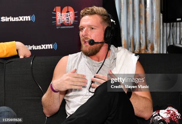 Pat McAfee attends SiriusXM's "Busted Open" celebrating 10th Anniversary In New York City on the eve of WrestleMania 35 on April 6, 2019 in New York...