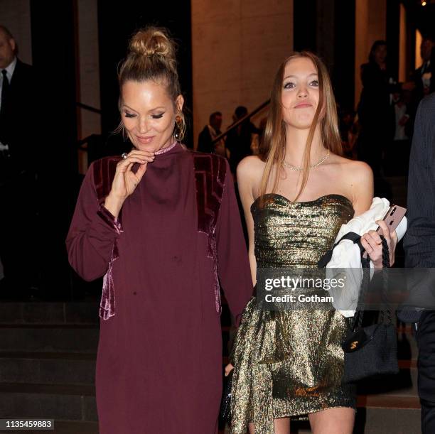 Kate Moss, look-a-like daughter Lila Hack and model Jordan Barrett attend Marc Jacobs and Char DeFrancesco's wedding reception at The Pool on April...