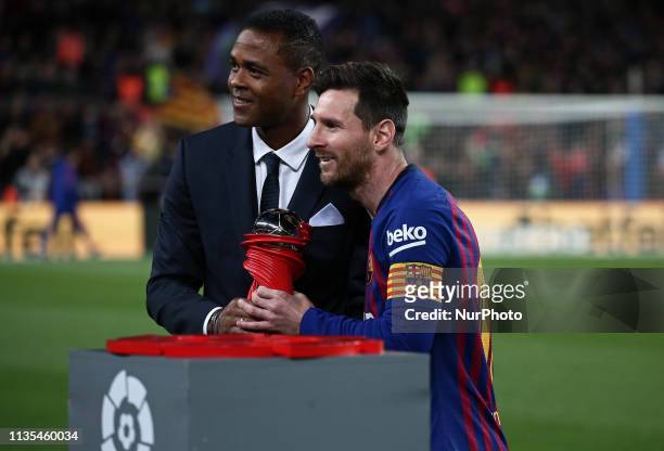 Leo Messi voted best player of the month of March during the match between FC Barcelona and Atletico de Madrid, corresponding to the week 30 of the...