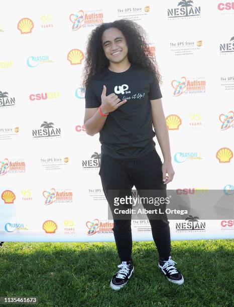 Siaki Sii attends City Of Carson's Presentation of "Autism Awareness 5K Walk/Run"ds held at California State University Dominguez Hills on April 6,...