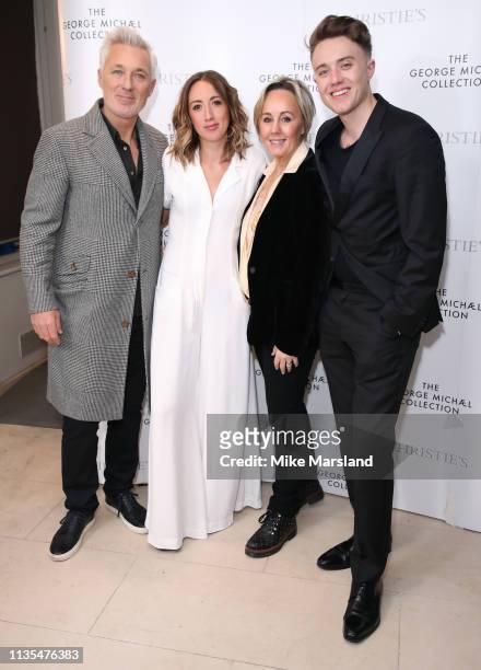 Martin Kemp, Harley Moon Kemp, Shirlie Holliman and Roman Kemp attend The George Michael Collection VIP Reception at Christies on March 12, 2019 in...