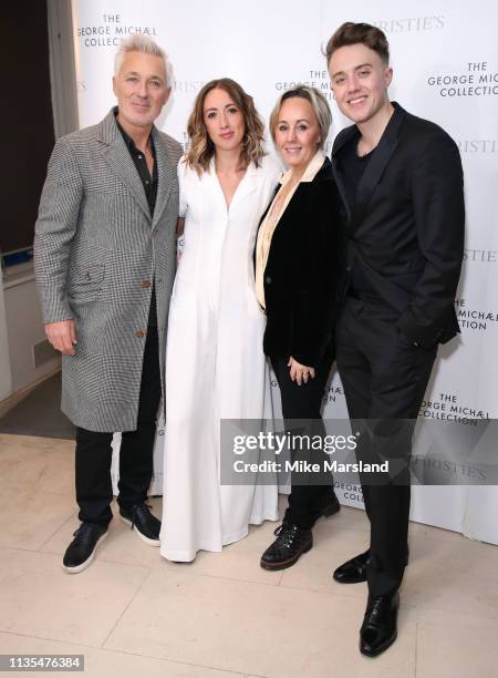 Martin Kemp, Harley Moon Kemp, Shirlie Holliman and Roman Kemp attend The George Michael Collection VIP Reception at Christies on March 12, 2019 in...