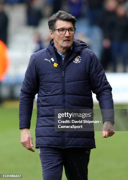 Luton Town manager Mick Harford at the final whistle during the Sky Bet League One match between Luton Town and Blackpool at Kenilworth Road on April...