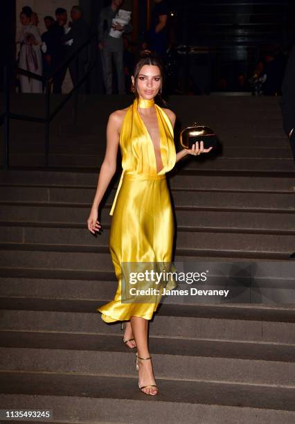 Emily Ratajkowski leaves wedding reception for Char Defrancesco and Marc Jacobs at The Grill and The Pool on April 6, 2019 in New York City.