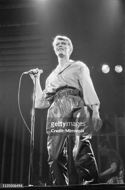 British pop singer David Bowie performing on stage during his concert at Earls court, London on his Isolar II -1978 World Tour, Picture taken 29th...