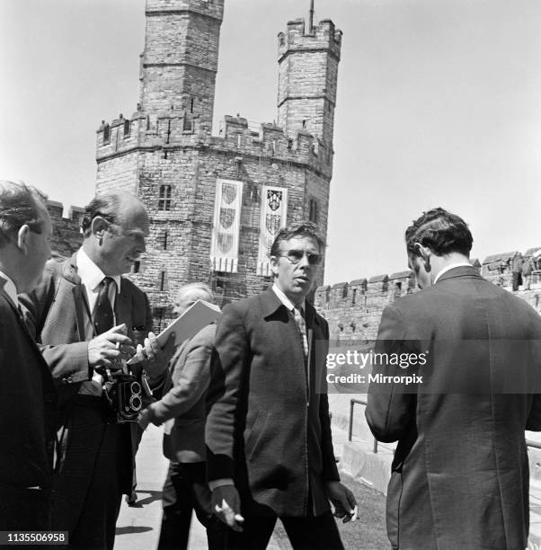 Lord Snowdon discusses arrangements for the ceremony ahead of the investiture of the Prince of Wales at Caernarfon Castle, Gwynedd, Wales, 30th June...