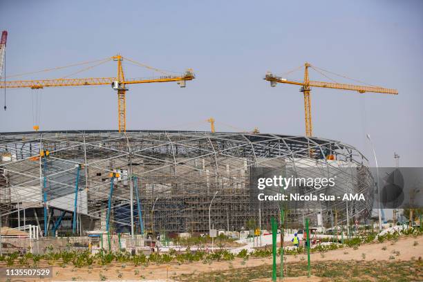 March 31: A general view of the construction of The Education City Stadium located in the middle of several university campuses at the Qatar...