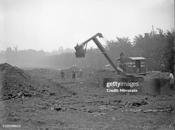 Air raid shelter trenches being dug on West Common, Lincoln, in preparation for the possible out break of war, 28 September 1938.