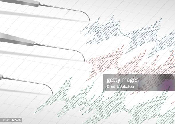 ilustrações, clipart, desenhos animados e ícones de close-up do vetor do teste do detector da mentira do polygraph - disco áudio analógico