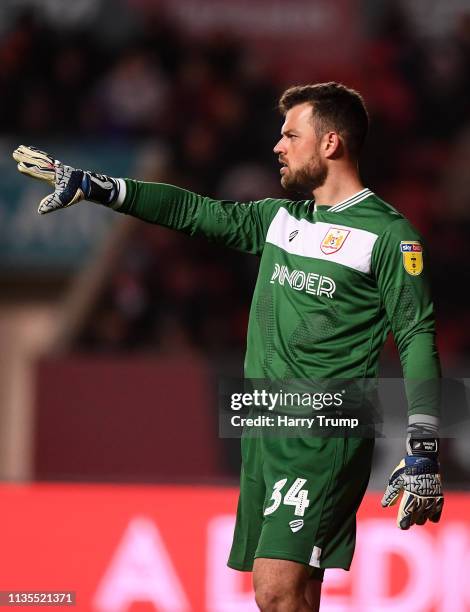 Stefan Marinovic of Bristol City during the Sky Bet Championship match between Bristol City and Ipswich Town at Ashton Gate on March 12, 2019 in...