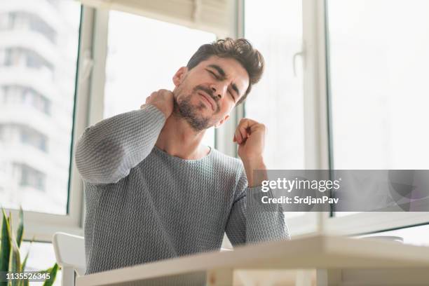 didn't sleep so well - human neck stock pictures, royalty-free photos & images