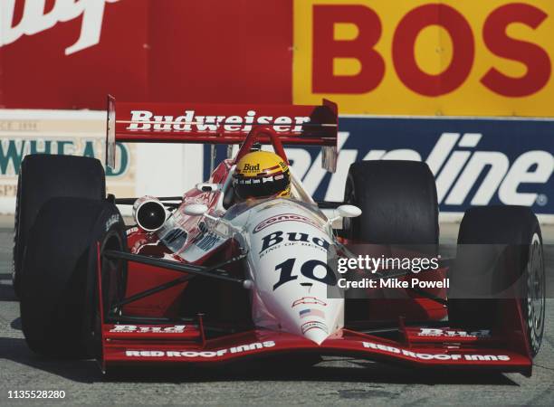 Scott Pruett of the United States drives the Budweiser Truesports Truesports 92C Chevrolet 265A during the Championship Auto Racing Teams 1992 PPG...