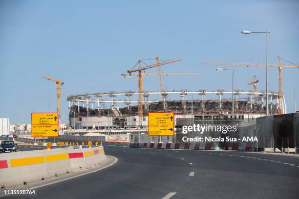 March 30: A general view of the construction site of The Al Thumama Stadium in Doha, Qatar - venue for the FIFA World Cup Qatar 2022 on March 30,...