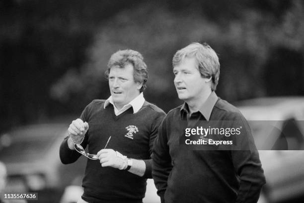 English actors Johnny Briggs and William Roache, known for playing the characters Mike Baldwin and Ken Barlow in TV soap 'Coronation Street', at...