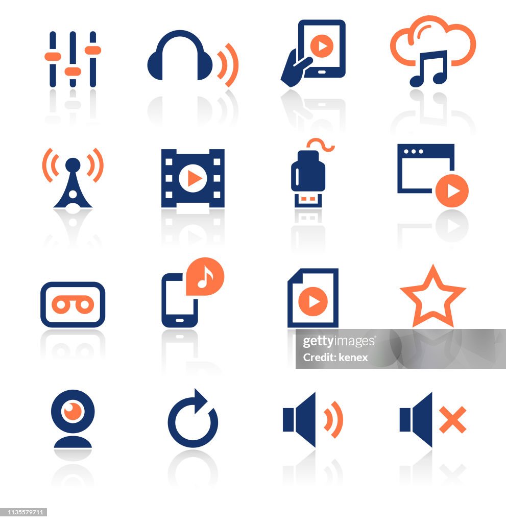 Media Two Color Icons Set