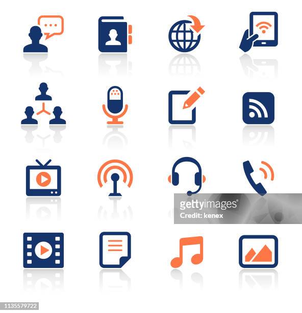 社交媒體兩個顏色圖示集 - telephone receiver 幅插畫檔、美工圖案、卡通及圖標
