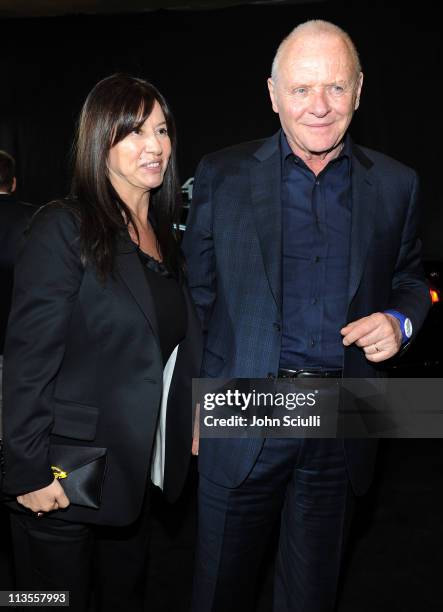 Actor Sir Anthony Hopkins and Stella Arroyave attend the after party for the movie of THOR presented by Acura on May 2, 2011 in Hollywood, California.