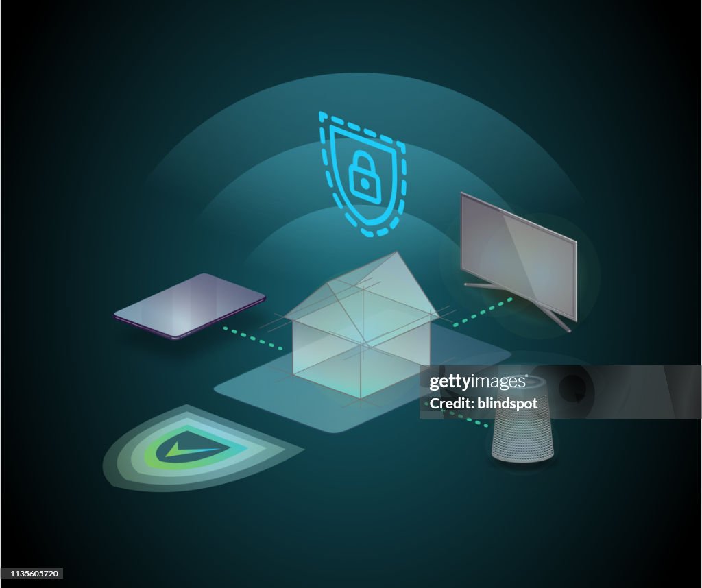 Smart Home Network Connection And Security High-Res Vector Graphic ...