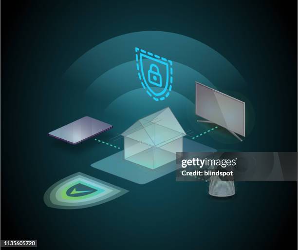 smart home network connection and security - home security panel stock illustrations