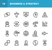 Business and Strategy Line Icons. Editable Stroke. Pixel Perfect. For Mobile and Web. Contains such icons as Business Strategy, Business Management, Time Management, Office Building, Corporate Development.