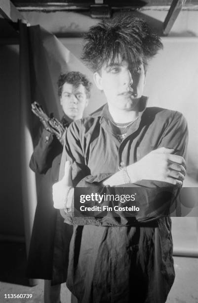 Tolhurst Lol Tolhurst and Robert Smith of The Cure, posed, studio portrait ...