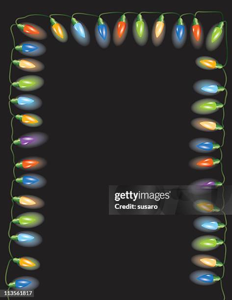christmas lights frame - light bulb on string stock illustrations