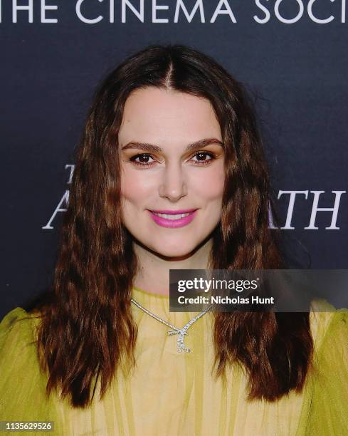 Keira Knightley attends a screening for "The Aftermath" in New York City at the Whitby Hotel on March 13, 2019 in New York City.