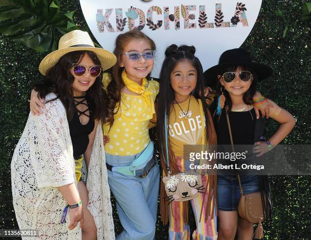 Mia Arellano, Daly Hernandez, Gia Zuniga and Caidynce Aquino arrive for Clubhouse Kidchella held at Pershing Square on April 6, 2019 in Los Angeles,...