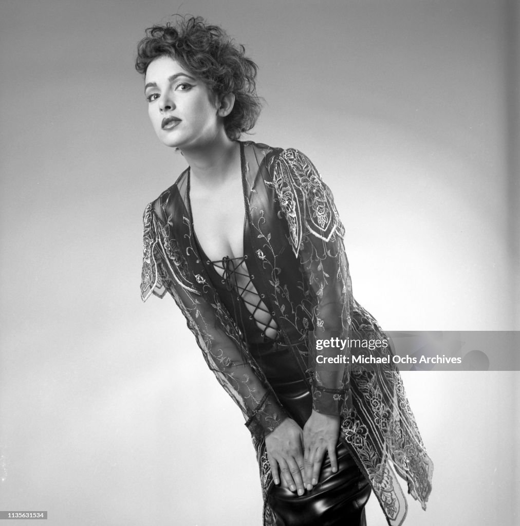 Guitarist Jane Wiedlin of the rock band "The Go-Go's" poses for a