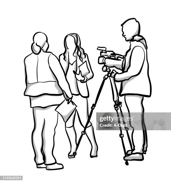 live television interiew - camera crew stock illustrations