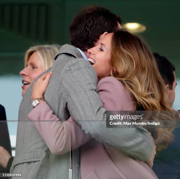 Andy Murray and Kim Murray watch the racing as they attend day 2 'Ladies Day' of the Cheltenham Festival at Cheltenham Racecourse on March 13, 2019...