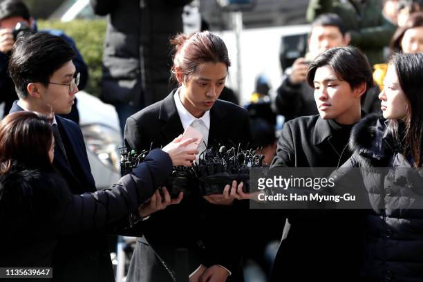 South Korean singer Jung Joon-Young is seen arriving at a Seoul police station on March 14, 2019 in Seoul, South Korea. Jung Joon-young, a South...