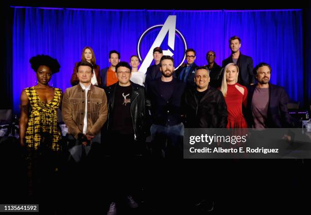 Danai Gurira, Jeremy Renner, Director Anthony Russo, Chris Evans, Director Joe Russo, Brie Larson and Mark Ruffalo, Karen Gillan, Paul Rudd, Scarlett...