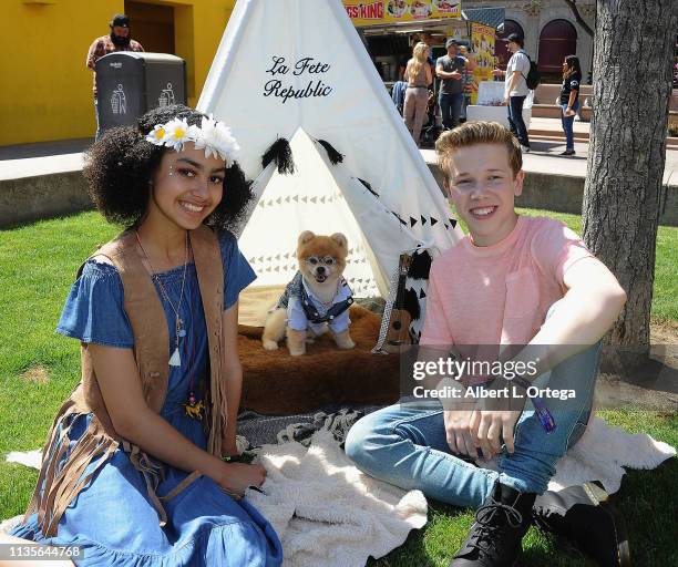 Journey Slayton, Bentley The Pom and Blaze Freeman attend Clubhouse Kidchella held at Pershing Square on April 6, 2019 in Los Angeles, California.