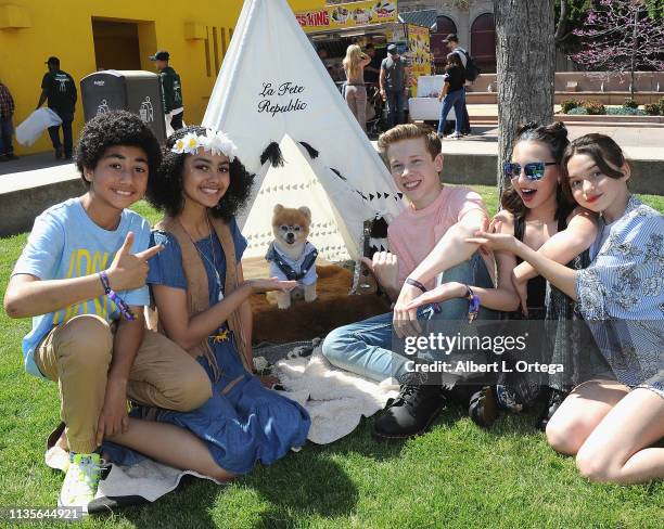 Anderson Zane, Journey Slayton, Bentley The Pom, Blaze Freeman, Lula Raie and Samantha Desman attend Clubhouse Kidchella held at Pershing Square on...