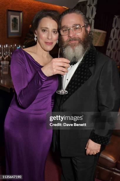 Judy Kuhn and Andy Nyman attend The Olivier Awards 2019 with Mastercard at The Royal Albert Hall on April 7, 2019 in London, England.