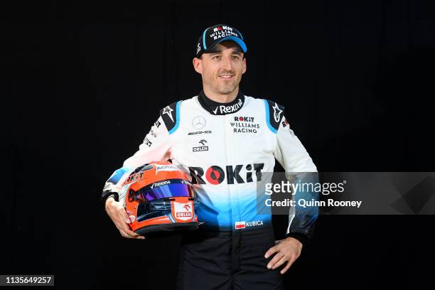 Robert Kubica of Poland and Williams poses for a photo during previews ahead of the F1 Grand Prix of Australia at Melbourne Grand Prix Circuit on...