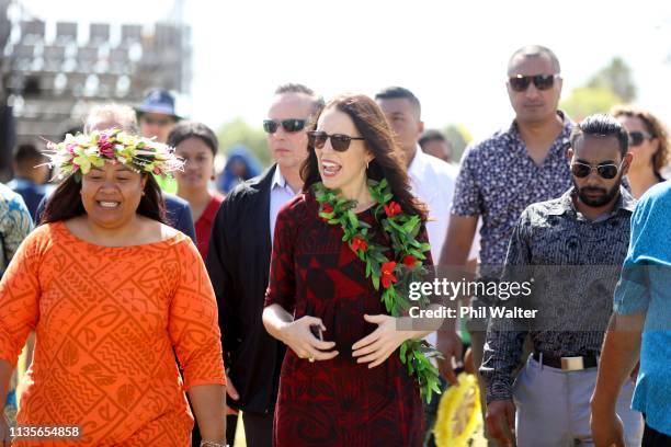 New Zealand Prime Minister Jacinda Ardern attends Polyfest on March 14, 2019 in Auckland, New Zealand. The festival features traditional music,...