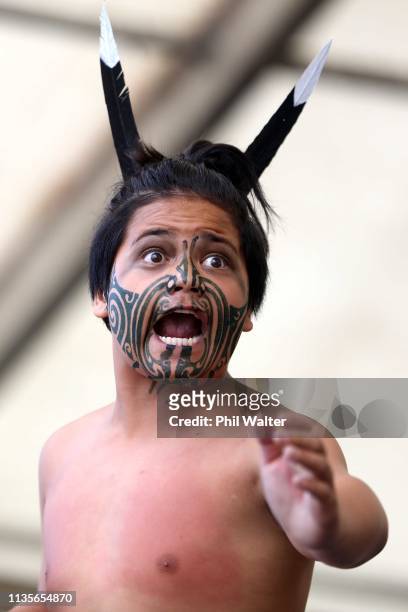 Student from Waitakere College performs on stage at Polyfest on March 14, 2019 in Auckland, New Zealand. The festival features traditional music,...